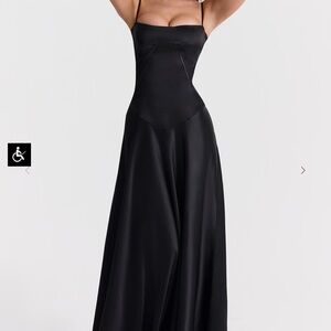 House of CB ANABELLA Black Lace Up Maxi Dress